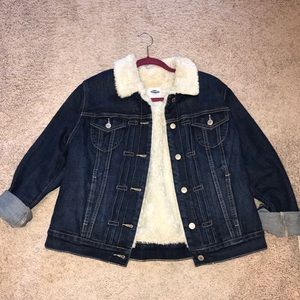 Fleece lined denim jacket